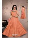 Orange Malai Silk Designer Party Wear Gown
