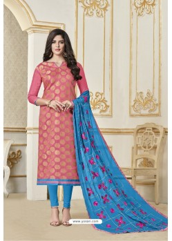 Light Pink Banarasi Jacquard Straight Suit