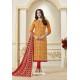 Orange Banarasi Jacquard Straight Suit