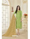 Green Banarasi Jacquard Straight Suit