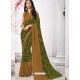 Brown And Green Georgette Printed Saree