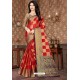 Modern Red Kota Silk Jacquard Worked Designer Saree