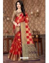 Modern Red Kota Silk Jacquard Worked Designer Saree