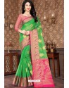 Forest Green Kota Silk Jacquard Worked Designer Saree