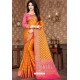 Attractive Orange Kota Silk Jacquard Worked Designer Saree