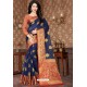 Navy Blue Kota Silk Jacquard Worked Designer Saree