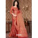 Elegant Red Kota Silk Jacquard Worked Designer Saree