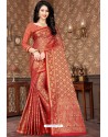 Elegant Red Kota Silk Jacquard Worked Designer Saree