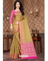 Olive Green Kota Silk Jacquard Worked Designer Saree