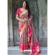 Old Rose Pure Jamdani Silk Jacquard Worked Designer Saree