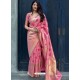Pink Pure Jamdani Silk Jacquard Worked Designer Saree
