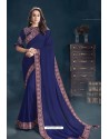 Navy Blue Fancy Georgette Designer Saree