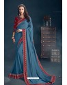 Blue Fancy Georgette Designer Saree