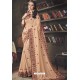 Light Orange Faux Silk Heavy Worked Designer Saree