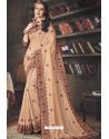 Light Orange Faux Silk Heavy Worked Designer Saree