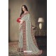 Light Grey Faux Silk Heavy Worked Designer Saree