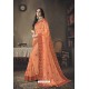 Adorable Orange Faux Silk Heavy Worked Designer Saree