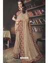 Light Brown Faux Silk Heavy Worked Designer Saree