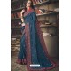 Navy Blue Faux Silk Heavy Worked Designer Saree