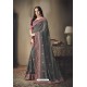 Dull Grey Faux Silk Heavy Worked Designer Saree