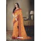 Orange Faux Silk Heavy Worked Designer Saree