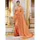 Orange Georgette Embroidered Saree