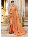 Orange Georgette Embroidered Saree