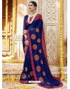 Navy Blue Georgette Embroidered Saree