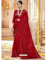 Maroon Georgette Embroidered Saree