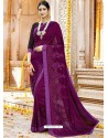 Purple Georgette Embroidered Saree