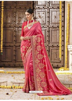 Light Pink Georgette Embroidered Saree