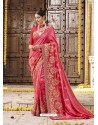 Light Pink Georgette Embroidered Saree