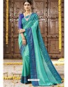 Aqua Mint Georgette Embroidered Saree