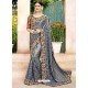 Silver China Embroidered Party Wear Saree