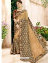 Beige China Embroidered Party Wear Saree