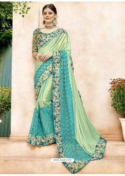 Sea Green China Embroidered Party Wear Saree
