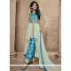 Sky Blue Bhagalpuri Silk Pant Style Salwar Suit