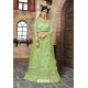 Green Satin Silk Embroidered Designer Lehenga Choli
