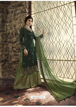 Dark And Light Green Satin Georgette Embroidered Designer Sarara Suit