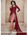 Maroon Bhagalpuri Silk Pant Style Salwar Suit