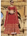 Red Raw Silk Heavy Embroidered Designer Bridal Lehenga Choli
