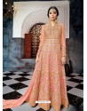 Peach Butterfly Net Heavy Embroidered Designer Anarkali Suit