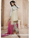 Cream Bhagalpuri Silk Pant Style Salwar Suit