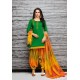 Forest Green And Multi Colour Silk Embroidered Patiala Salwar Suit