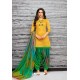 Yellow And Green Silk Embroidered Patiala Salwar Suit