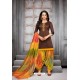 Coffee And Multi Colour Silk Embroidered Patiala Salwar Suit