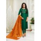 Dark Green Upada Silk Embroidered Churidar Suit