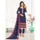 Navy Blue Georgette Embroidered Straight Suit