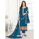 Teal Blue Georgette Embroidered Straight Suit