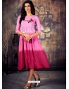 Hot Pink Heavy Rayon Ombre Printed Readymade Kurti
